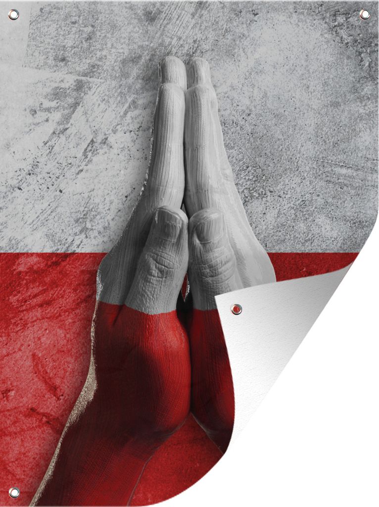 MuchoWow 30x40 cm Outdoor-Poster Gartendeko Sichtschutz Garten Poster für den Garten Die polnische Flagge in Form von Händen