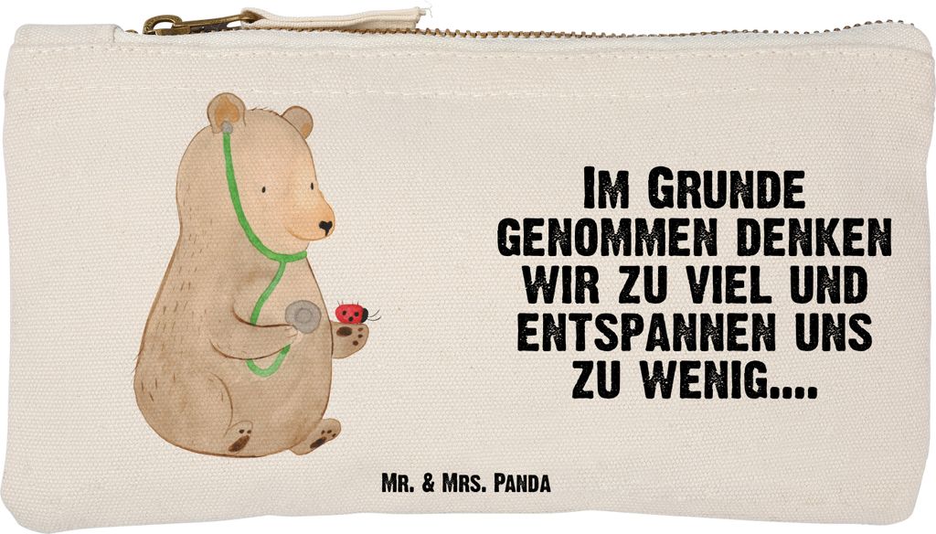 Mr. & Mrs. Panda Schlamper Bär Arzt Größe S Klein - Weiß - Geschenk, Federtasche, Schminktäschchen, kosmetiktäschchen, Professor, Kulturbeute...