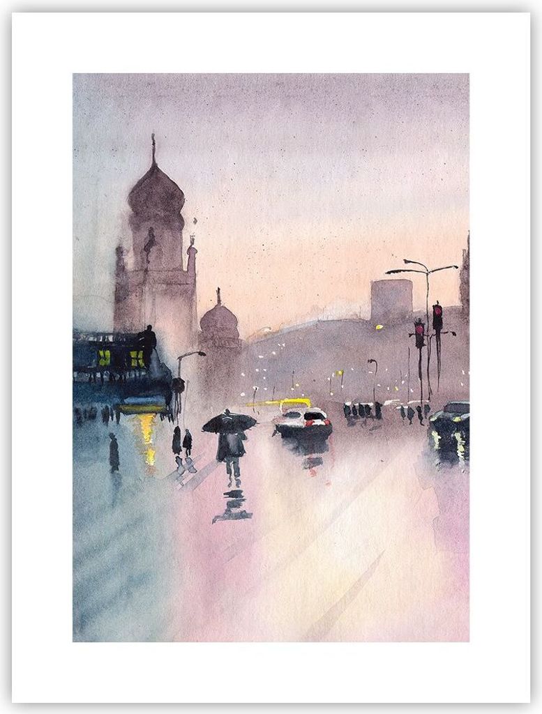 Poster - Poster ohne Rahmen - Aquarell Stadt historische Denkmäler - 30x40 cm - Wand Bild - Wanddeko - Wandbilder - Kunstposter - Wandposter - Bil...