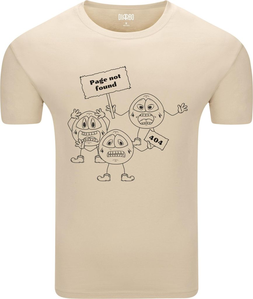 Diarbo Herren T-Shirt mit Lustigem Druck Error 404 Beige Gr.XXL