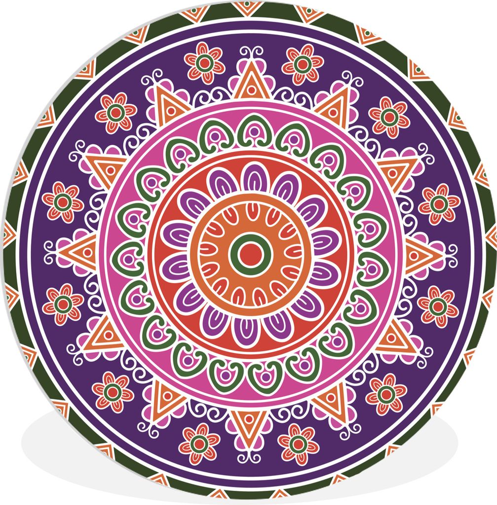 MuchoWow Rundes Wandbild - Runde Bilder Mandala im altmodischen Design Ø 90 cm Kreis Wanddekoration Kunststoff - Wandkreis - Wandschmuck - Wand-...