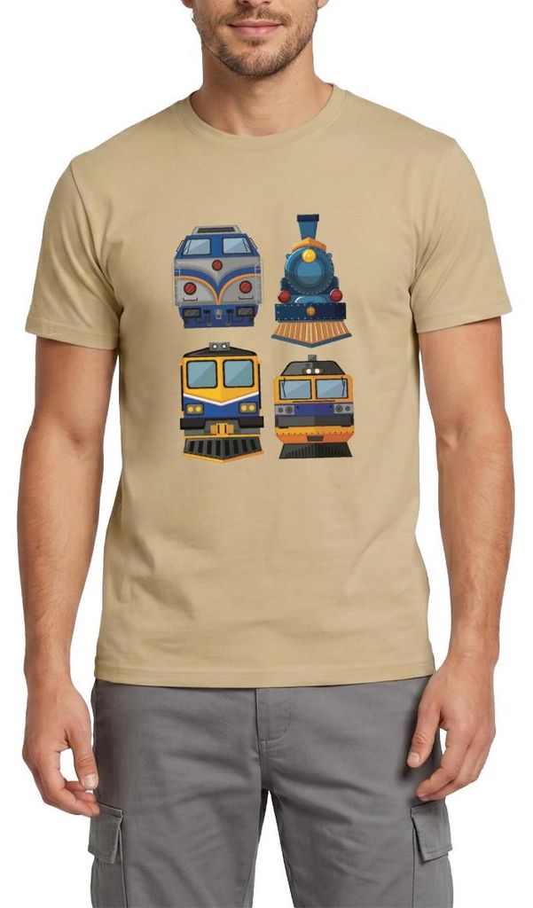 Spreadshirt Coole Zugfronten Für Eisenbahn- Und Lokomotiv-Fans Männer T-Shirt, XL, Sandbeige