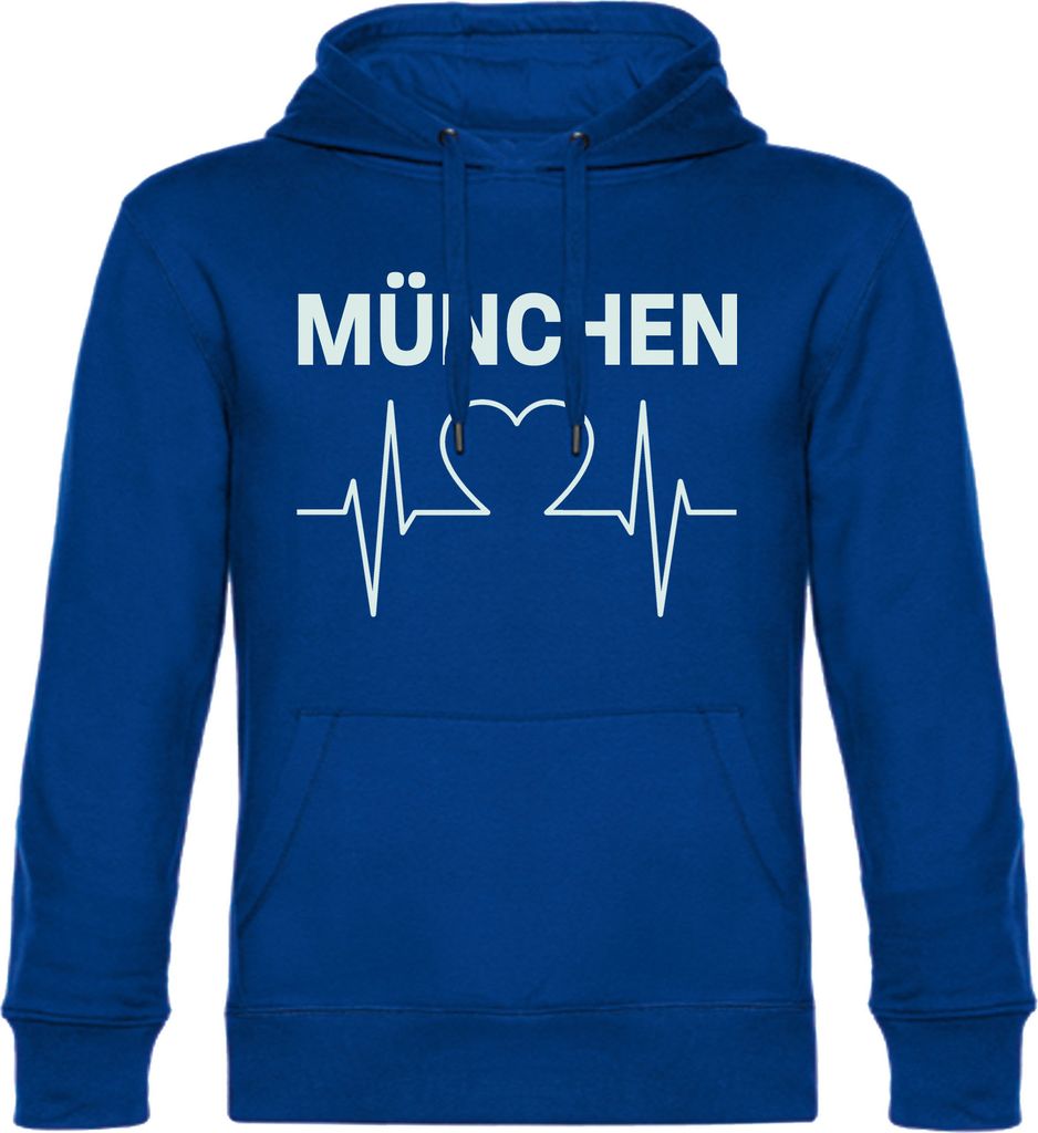 multifanshop Kapuzen Sweatshirt - München blau - Herzschlag, blau, Größe S