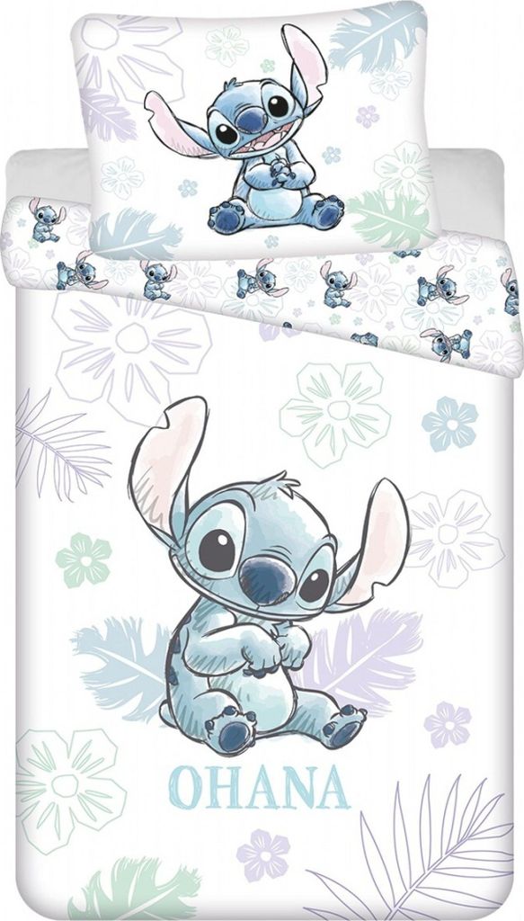Jerry Fabrics JERRY FABRICS Leinen inklusive Lilo und Stitch Ohana Weiß Baumwolle, 140/200, 70/90 cm
