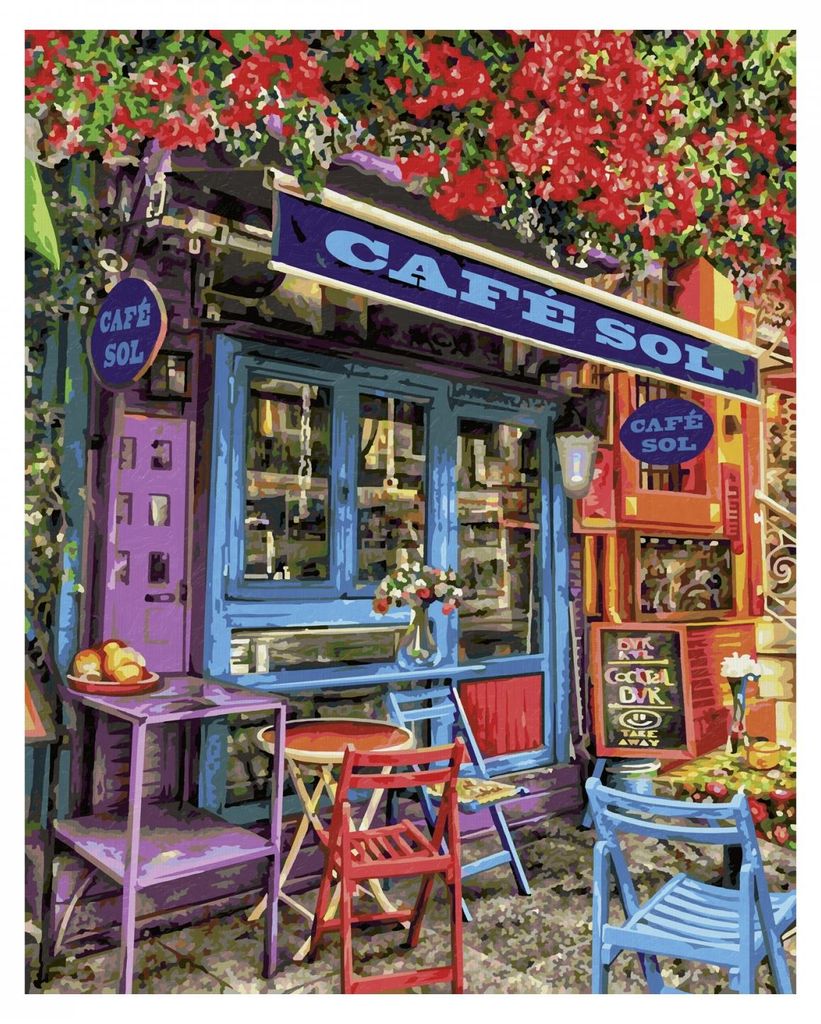 MNZ "Café Mediterráneo" – Cuadro para pintar por números, Imagen del producto 