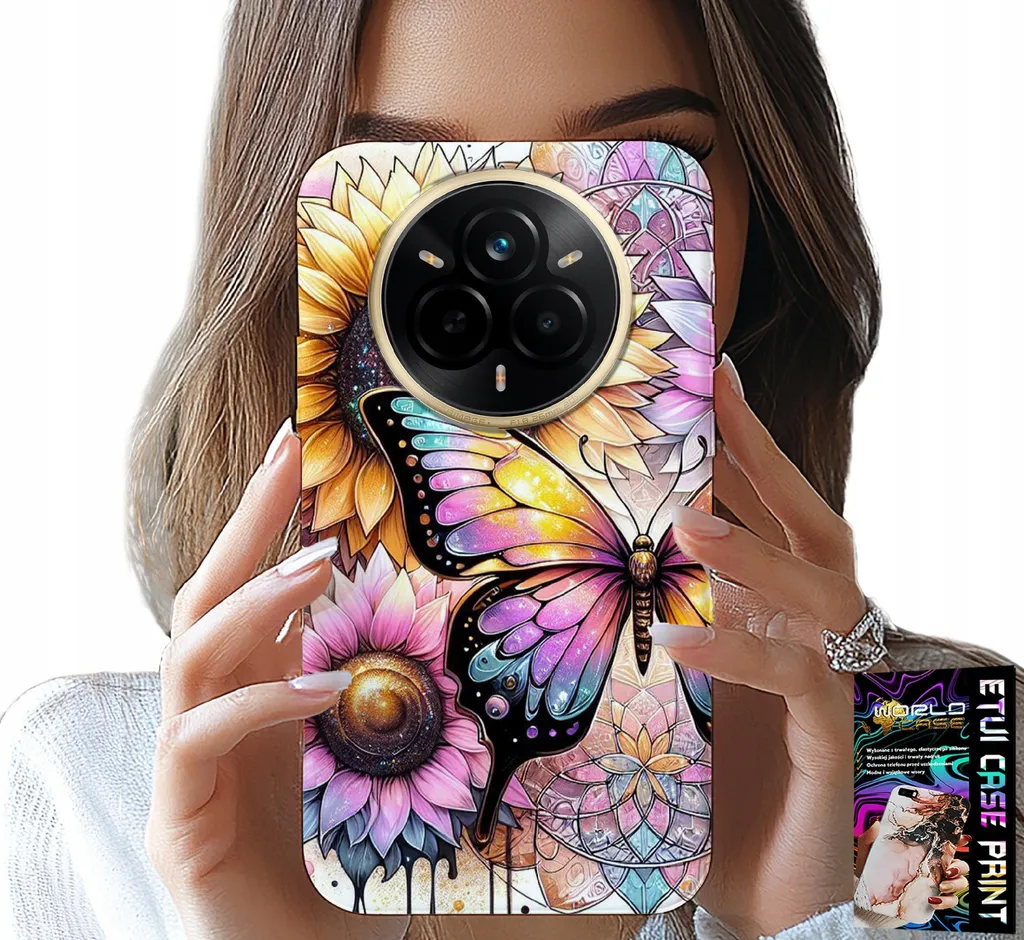 Regalo Originale Realme 14 Pro 5G: Custodia Fiori e Pellicola Vetro
