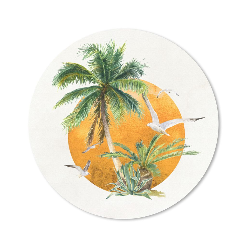 MuchoWow Mauspad Mousepad Sonne - Vogel - Palme 40x40 cm - Mousepads - Maus Mat - Pad - Mausunterlage - Schreibtisch Accessoires