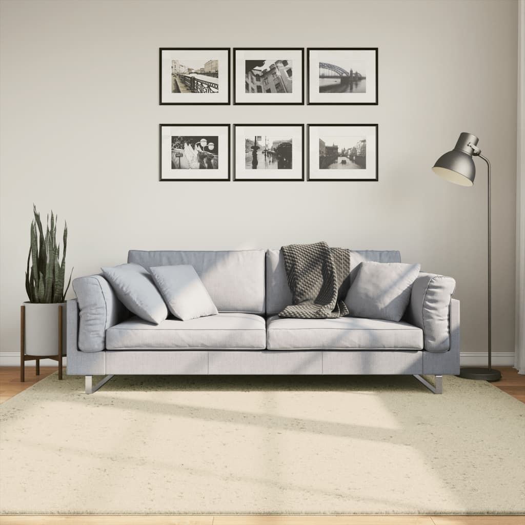 Teppich HUARTE Kurzflor Weich und Waschbar Creme 200x200 cm , Designerteppiche 2024 Neu