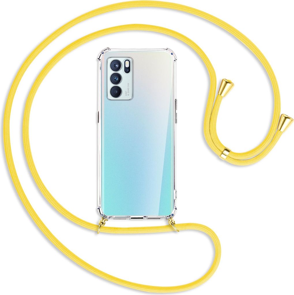 Handykette Backcover-Schutzhülle mit Band (Metall goldfarben) für Oppo Reno6 Pro 5G CN (PEPM00) - gelb