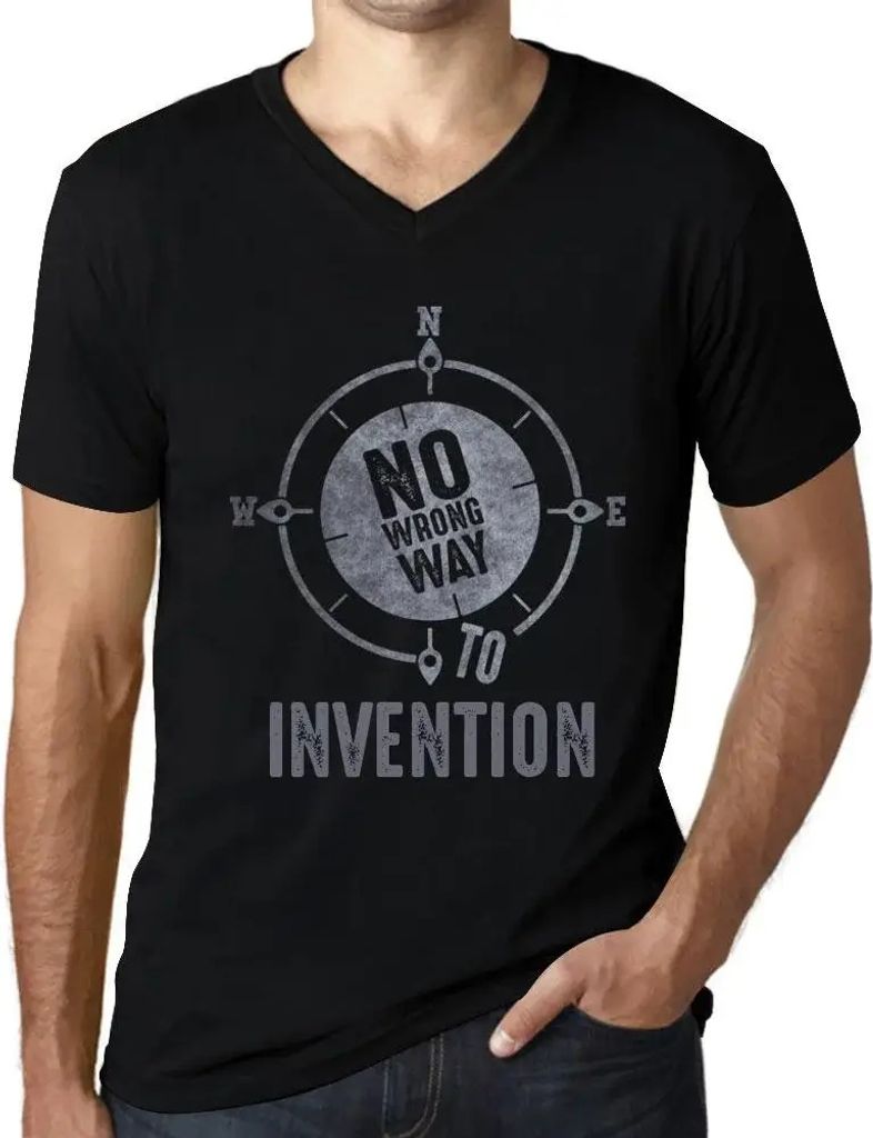 Herren Grafik T-Shirt V-Ausschnitt Kein falscher Weg zur Erfindung – No Wrong Way To Invention – Öko-Verantwortlich Vintage Jahrgang Kurzarm L...