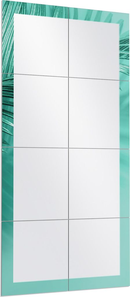 DEQORI Wandspiegel Puzzle 60x120 cm 'Palmenspiel in Mint' Spiegel Ganzkörperspiegel