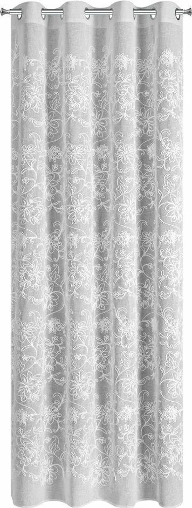 Voilage blanc 140x250 cm à fleurs brodées style Bohème pour salon chic