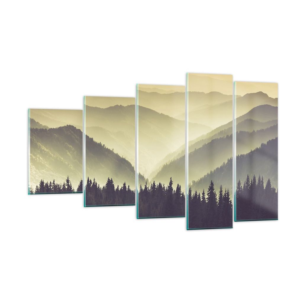 Bilder auf glas - Berge Wald Natur - 100x60cm - Glasbilder - Wandbilder - Kunstdruck - zum Aufhängen bereit - Wanddekoration aus Glas - Glas Bilde...