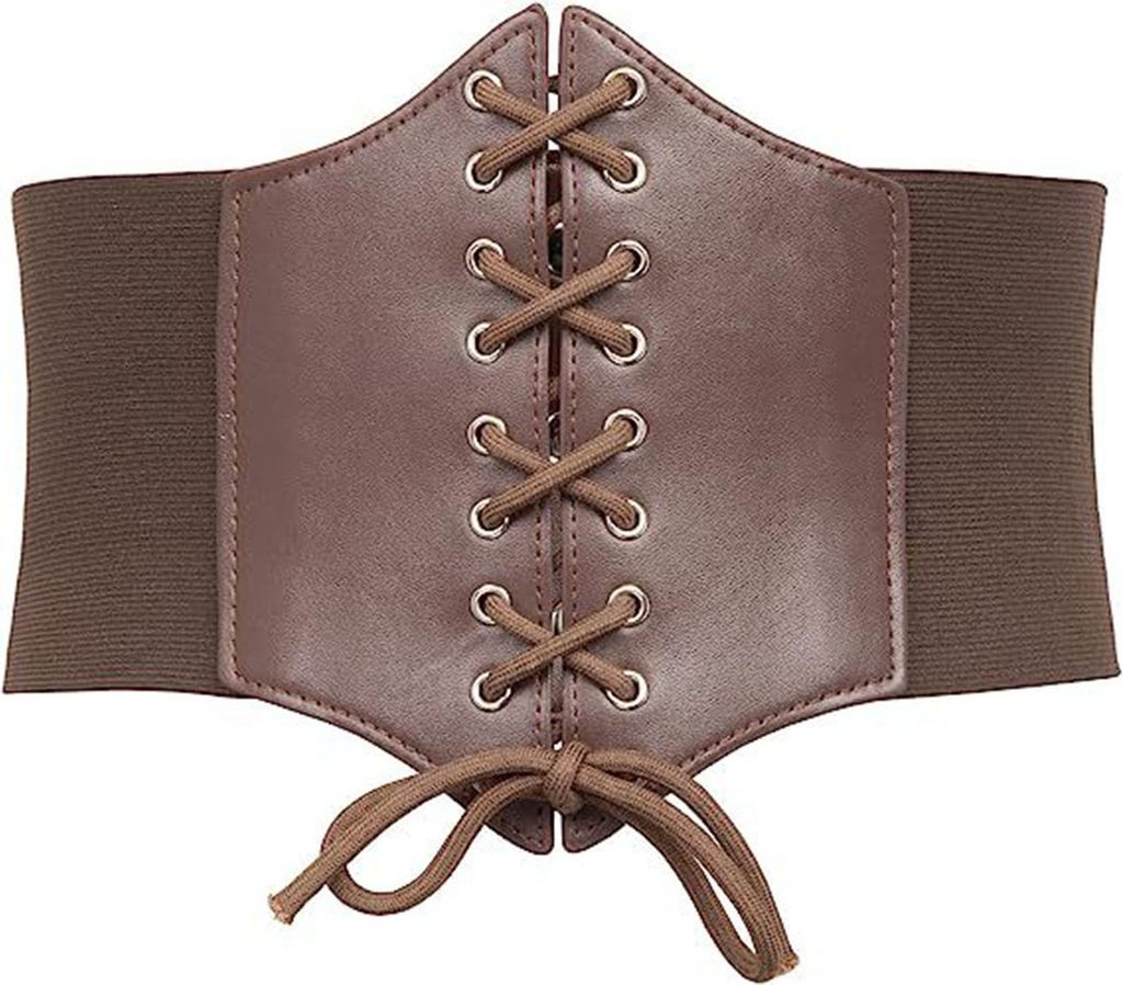 Damen Korsett Elastischer Bund Schnürung Breiter Gürtel Einfarbig Kunstleder Outfits Kleider Tops Taillenmieder