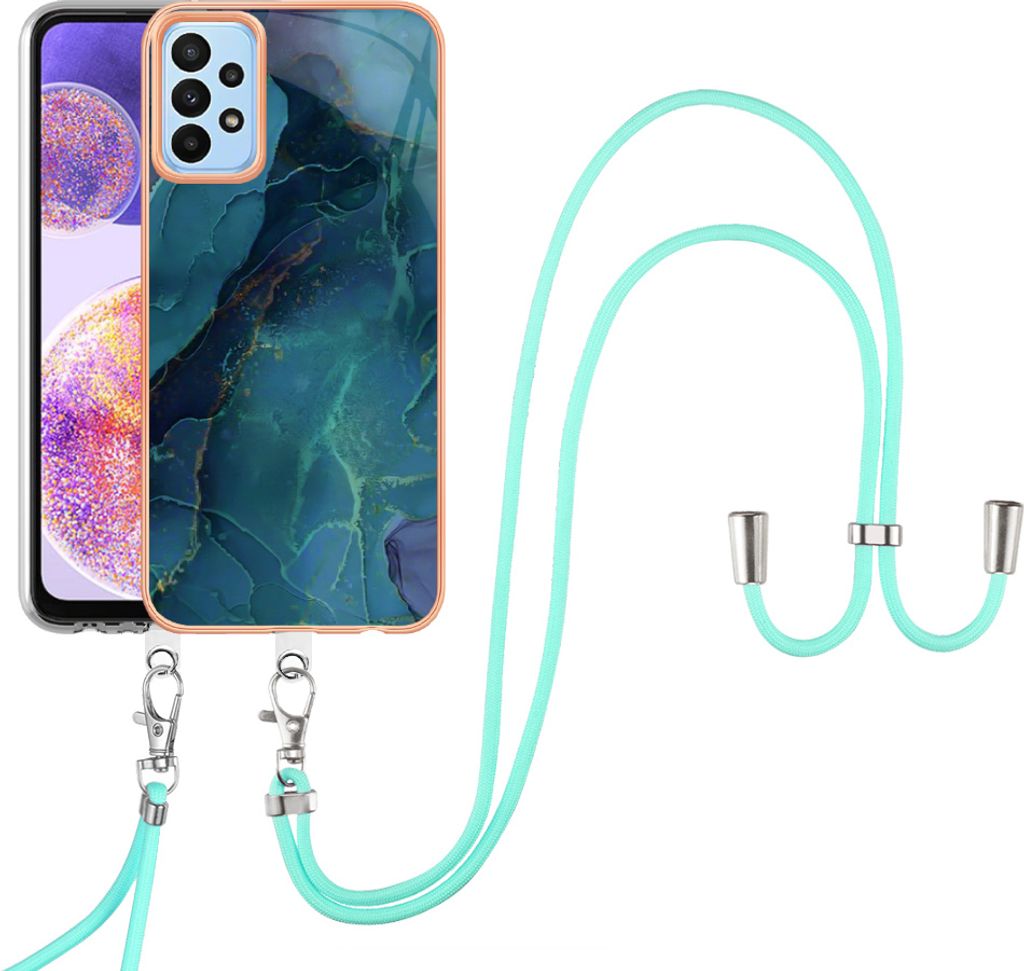 Galaxy A52S 5G Handykette Hülle, Muster TPU Bumper Schutzhülle mit verstellbarem Tragegurt für Samsung Galaxy A52 4G/5G / A52S 5G Grün