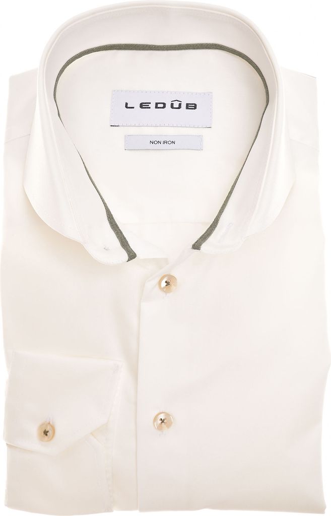 Ledub Hemd normale Passform creme Baumwolle
