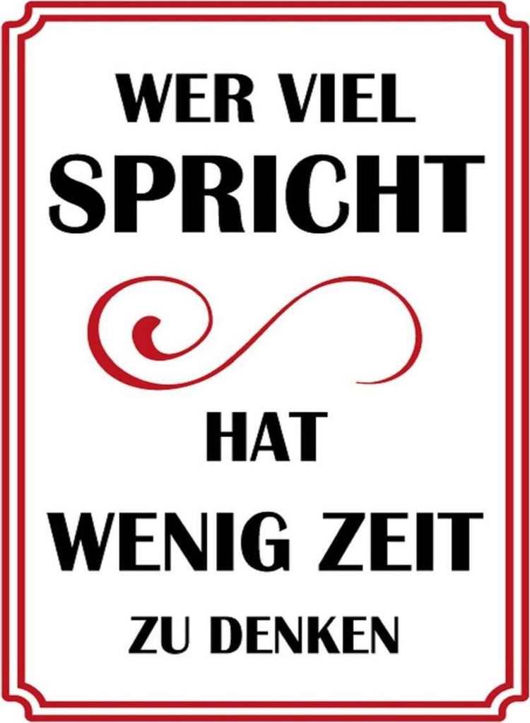 vianmo Holzschild 40x30 cm Wer viel spricht hat wenig