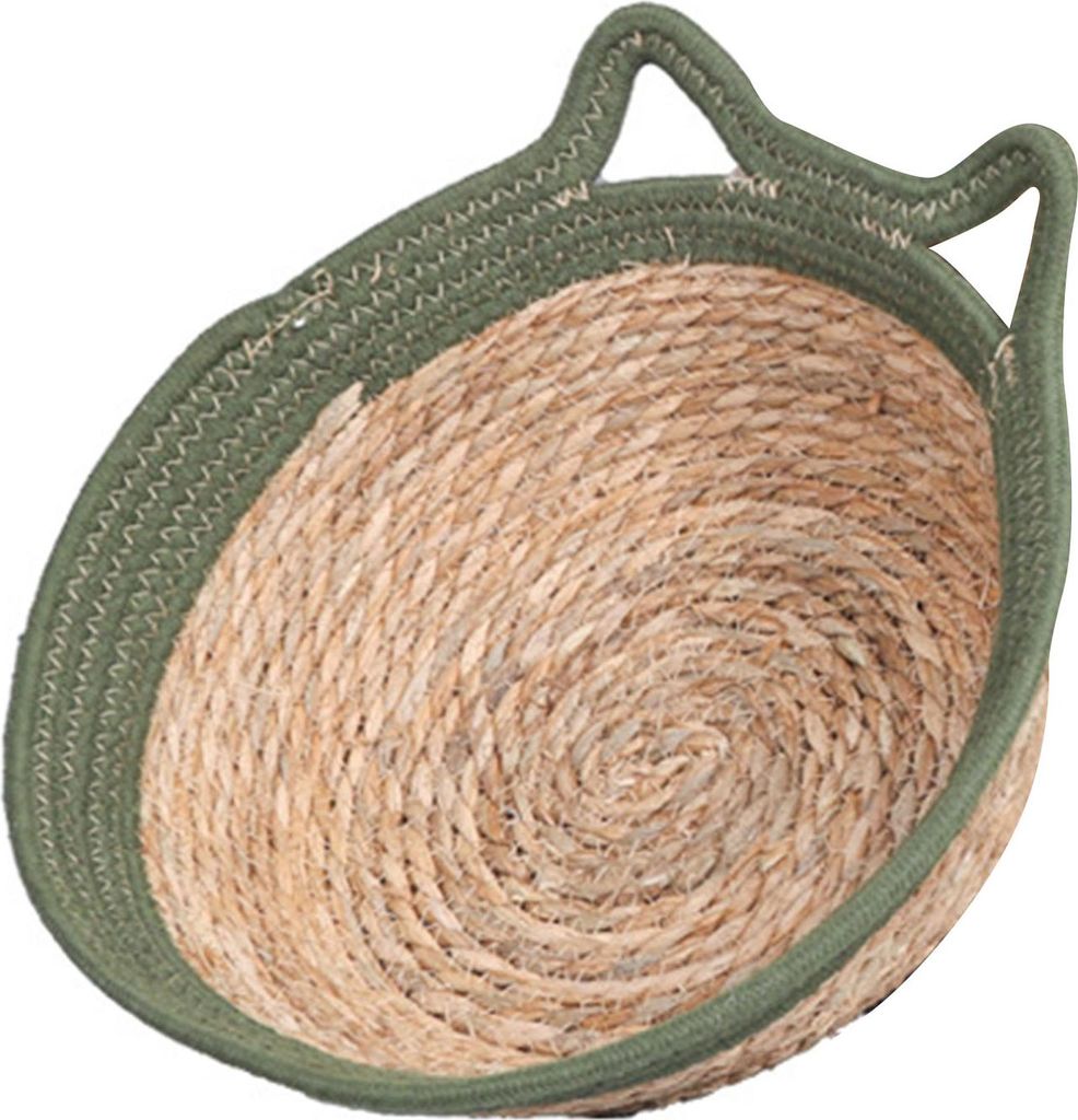 Handgewebtes Katzennest, atmungsaktiv, rundes Baumwollseil, warmes Haustier-Schlafbett mit weichem Kissen für Sommerkatzen, kleine Hunde (geeignet...