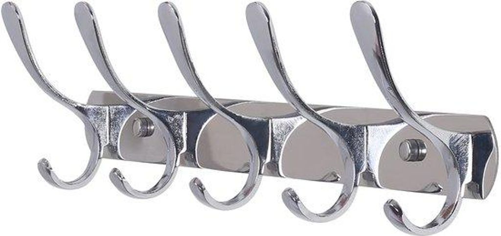 Moderne Metall-Kapstok mit 5 Haken, silber, für Kleidung und Accessoires