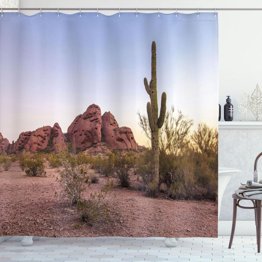 ABAKUHAUS Arizona Duschvorhang, Sandsteine von Papago Park in USA Hill Formationen Im Freien, 175 x 240 cm, Kalb Getrocknete Rose