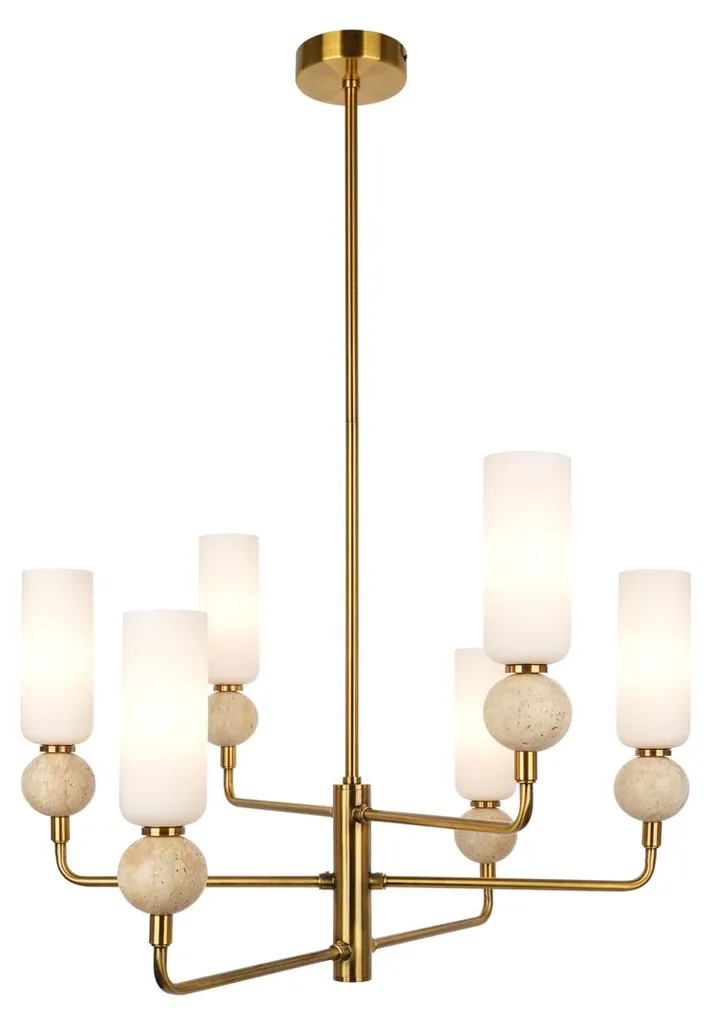 Lustre SANTOS PND-95331-6-BRSS : Le Luminaire Parfait pour Grands Espaces