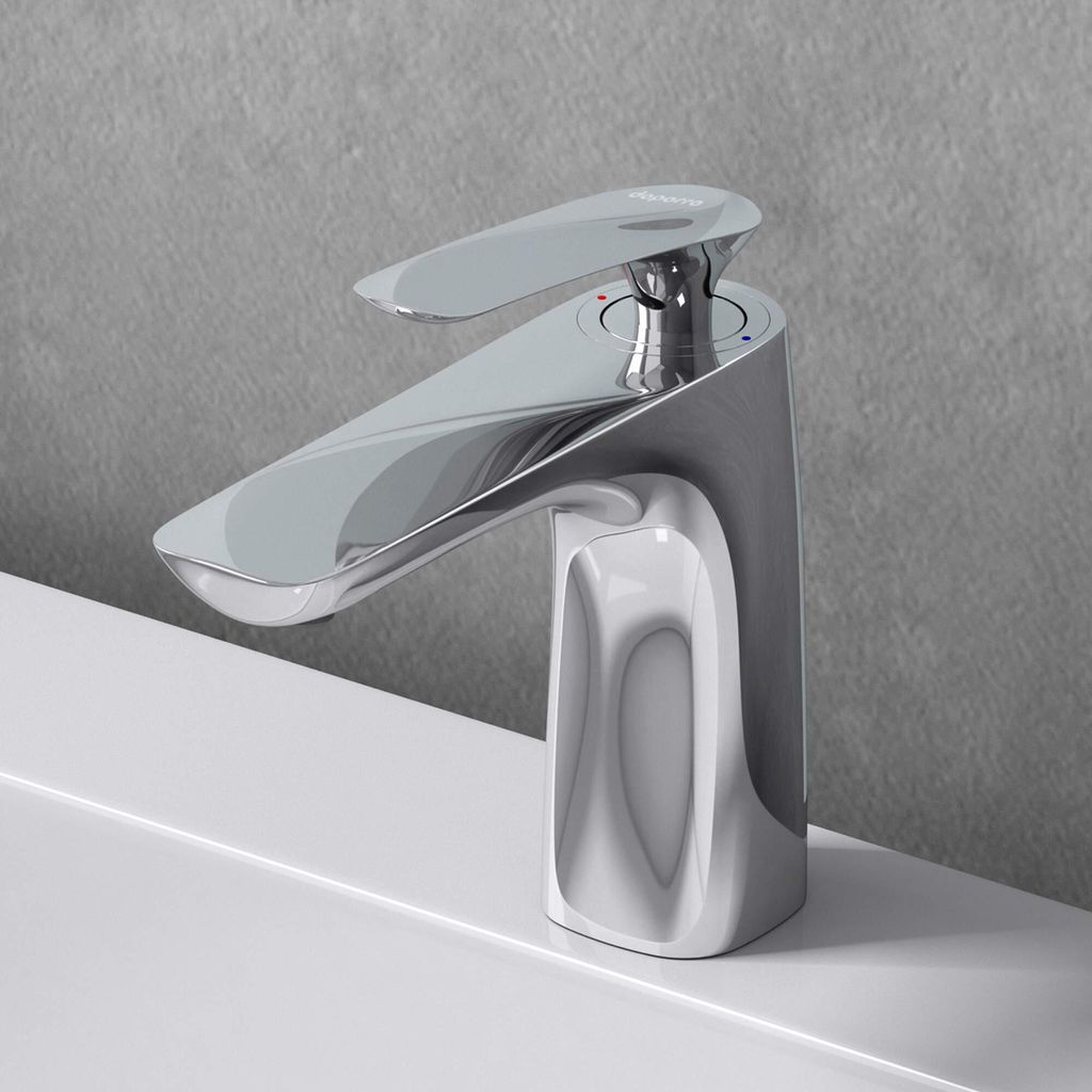 Mai & Mai Armatur Wasserhahn Bad Chrom | Waschbeckenarmatur 16.5cm hoch | Badinstallationen Einhebelmischer in modernem WAM-7201