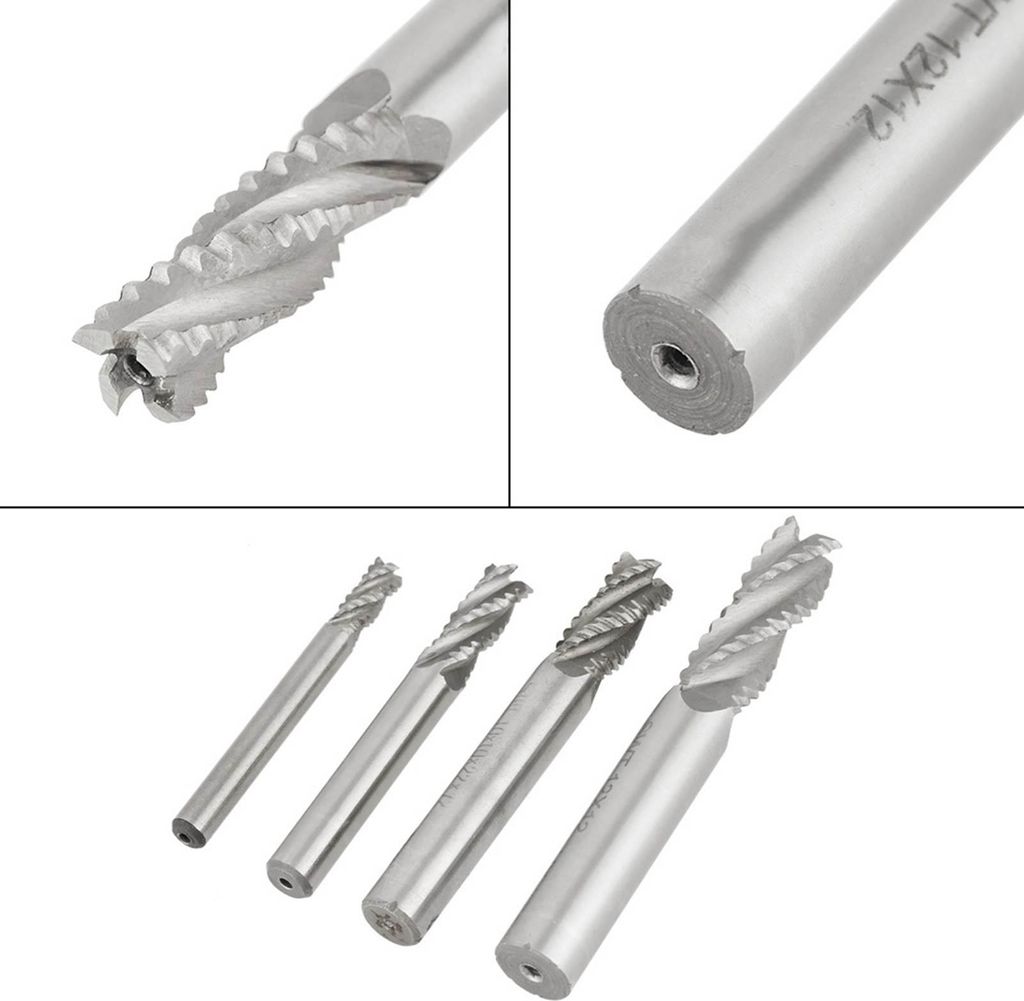 4pcs 4 Flutes HSS Roughing End Mill CNC Router Bit Milling Cutter M6 /M8 /M10 /M12