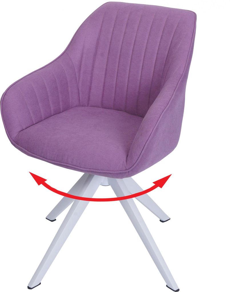Esszimmerstuhl HWC-K27, Küchenstuhl Stuhl mit Armlehne, drehbar Stoff/Textil lila