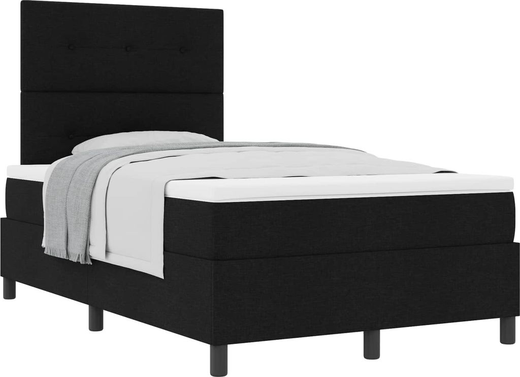 Boxspringbett mit Matratze Schwarz 120 x 200 cm Stoff