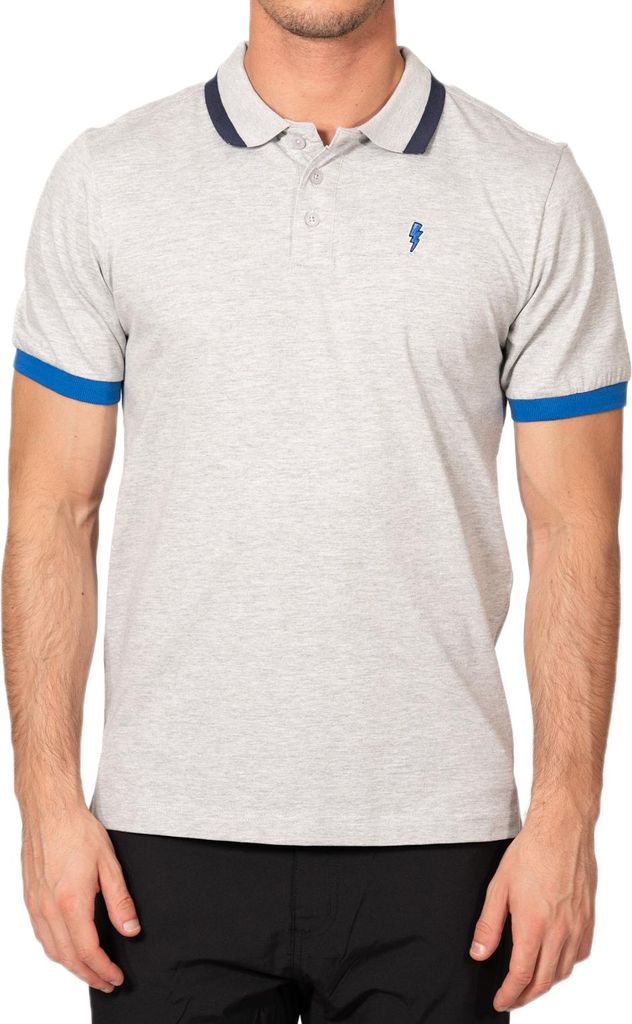 THE PEOPLE REP. Herren modischen Poloshirt mit kurzen Ärmeln und attraktiven Details, Hellgrau, Gr. L
