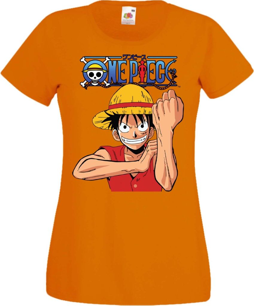 Damen T-Shirt Manga Anime One Manga Piece Anime 05 Devil Fruit Boy, Lady 2XL / Orange