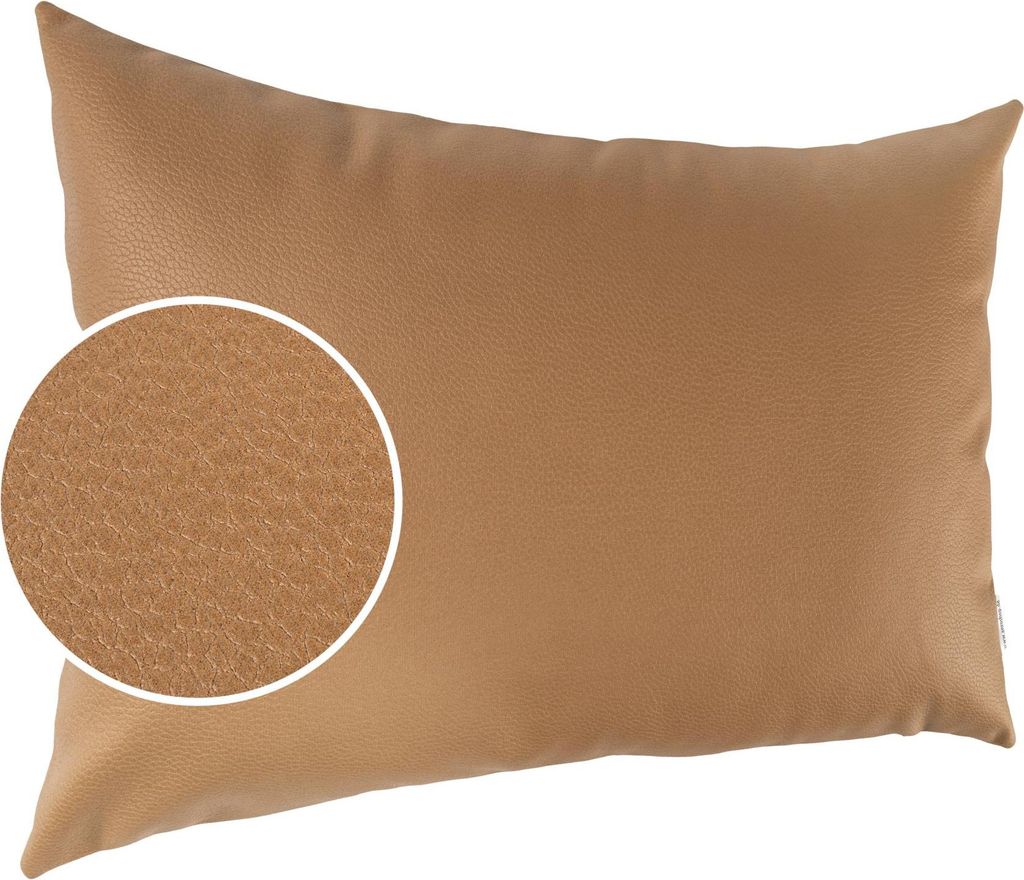 Dekokissen 30x50cm ohne Füllung KUMO atmungsaktive Kunstleder Kissenbezug Zierkissen Einfarbig Leder-Optik UNI Safran