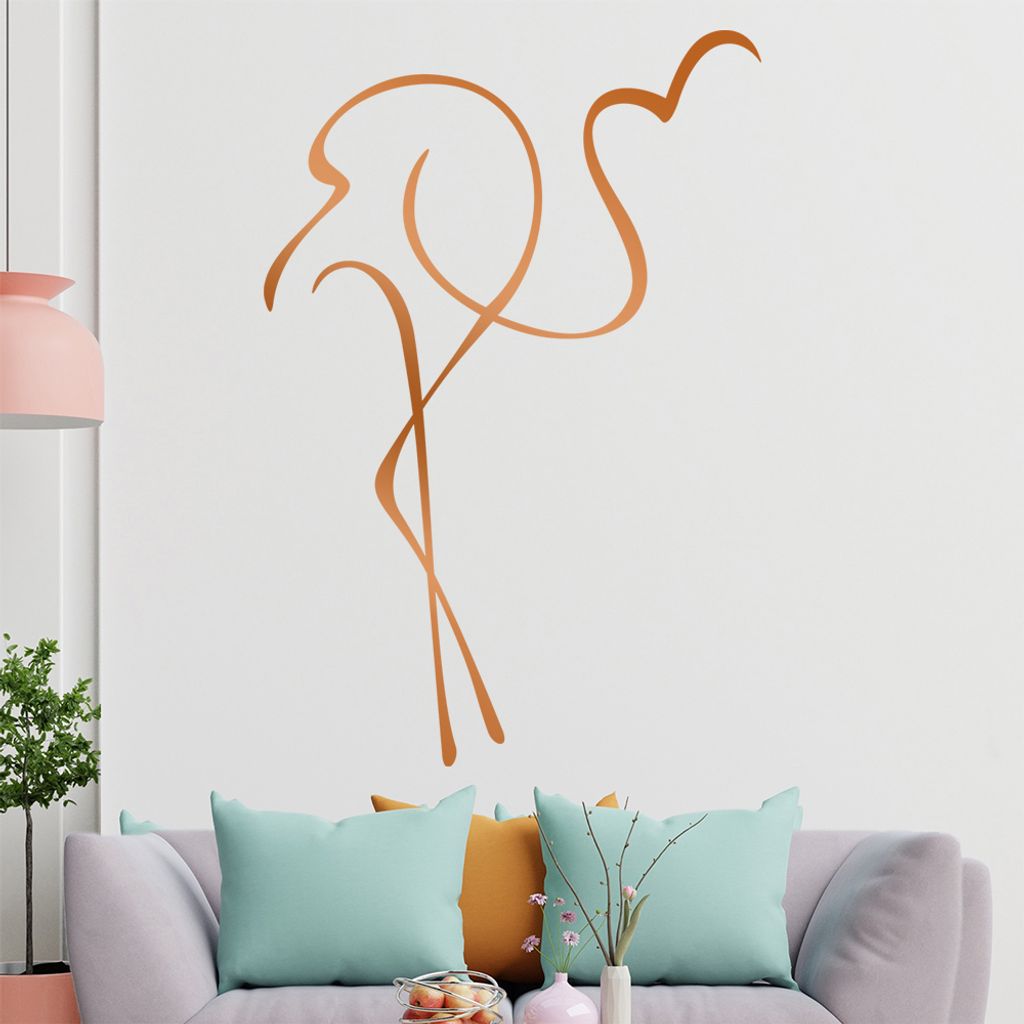 Flamingo Linien Wandtattoo in 6 Größen - Wandaufkleber Wall Sticker - Dekoration, Küche, Wohnzimmer, Schlafzimmer, Badezimmer