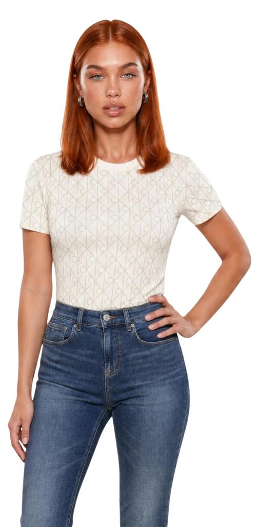 Calvin Klein Jeans 520186 Damen T-Shirt Weiß : Größe - M Größe: M