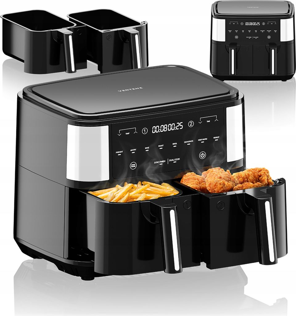 Fettfreie Friteuse 9L 2200W Vertenz Geschmack 90 Zwei Körbe Led Panel