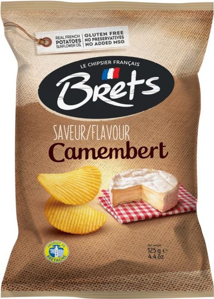 Chrupiące chipsy Bret o smaku camembert 125 g Zdjęcie produktu 