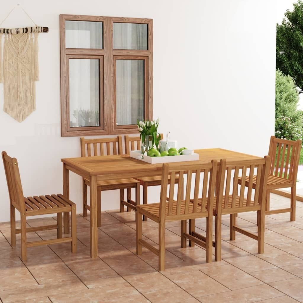 Möbel 7-tlg. Garten-Essgruppe Massivholz Teak - Balkonmöbel 3059941