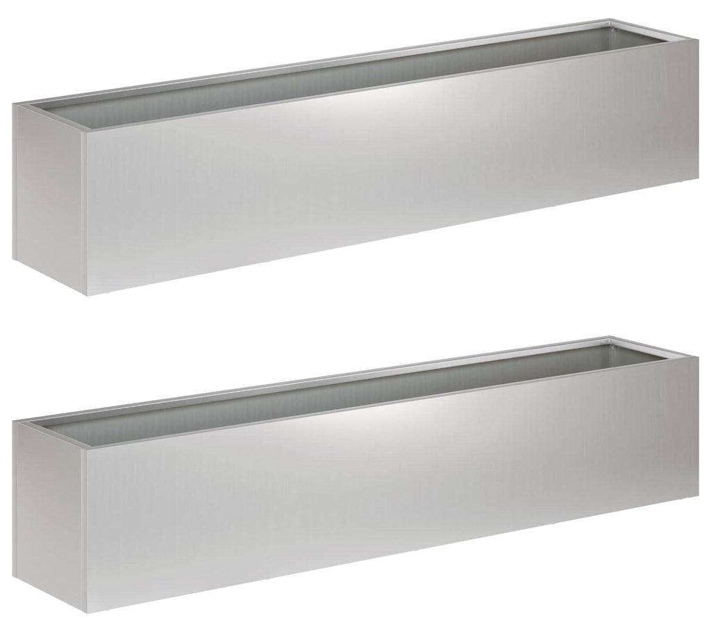 vidaXL Vasi da giardino, 2 pezzi, argento, 100 x 20 x 20 cm Immagine del prodotto 