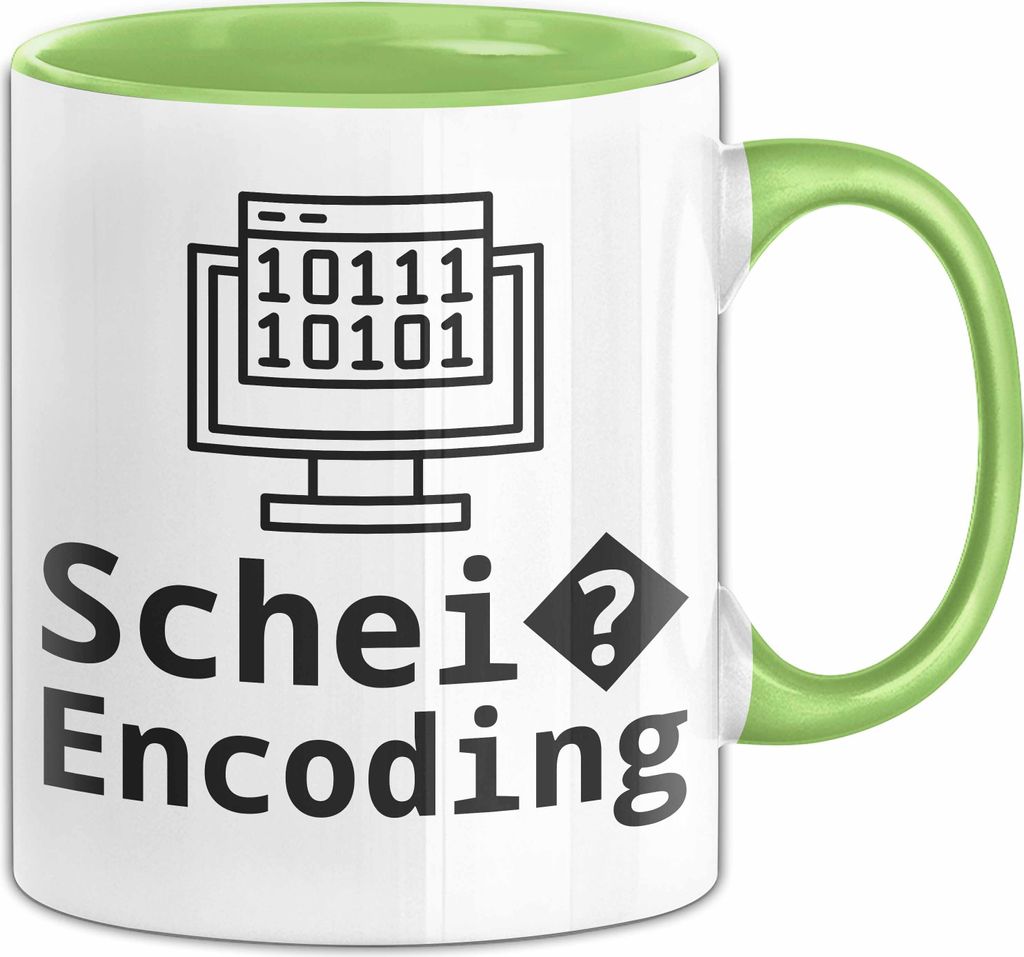 Scheiß Encoding Tasse Lustiges Informatiker Programmier Kaffee-Becher (Grün)