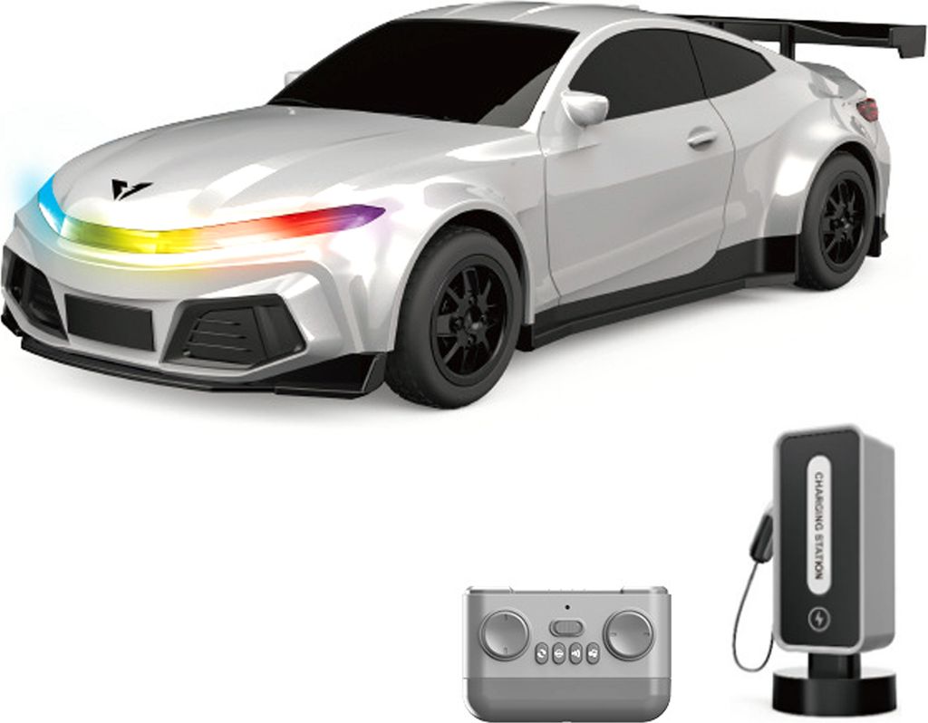 Ferngesteuertes Auto, 2,4 GHz New Energy-Sportfahrzeug mit Ladestation, automatischem Parken, LED-Lichtern und Musik, Geschenk fuer Erwachsene, Jun...