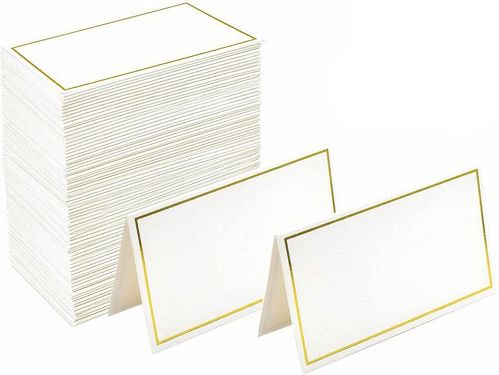 60 Stücke Goldene Folie Grenze Tischkarten Hochzeit Abendessen Parteien Tischkarten Zelt Escort Name Karten Gefaltete Visitenkarten Golden