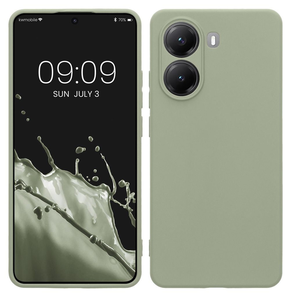 kwmobile Handyhülle für Xiaomi Poco X7 Pro 5G Hülle - weiches Handy Silikon Case - Schutzhülle Cover - Graugrün