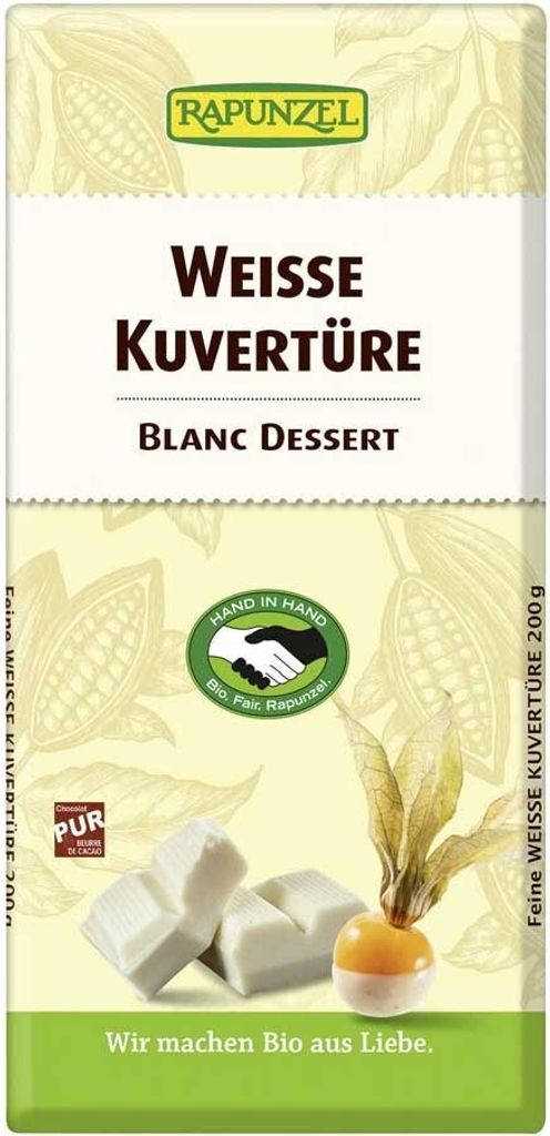 Rapunzel 1430770, Milchschokolade, 200 g, 2409 kJ, 578 kcal, 37,8 g, 51,5 g