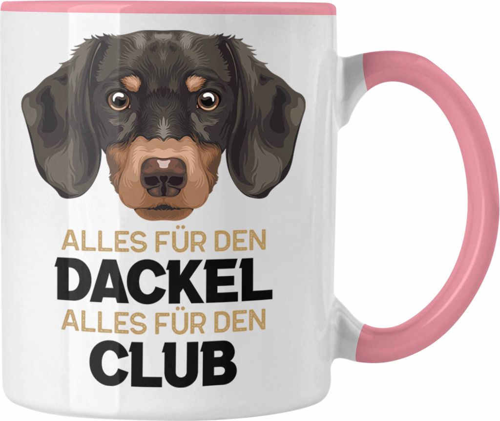 Trendation - Dackel Mom Grafik Tasse Geschenk für Dackel-Besiterin Frauchen Geschenkidee Kaffee-Becher Lustig Alles Für Den Dackel Alles Für Den...