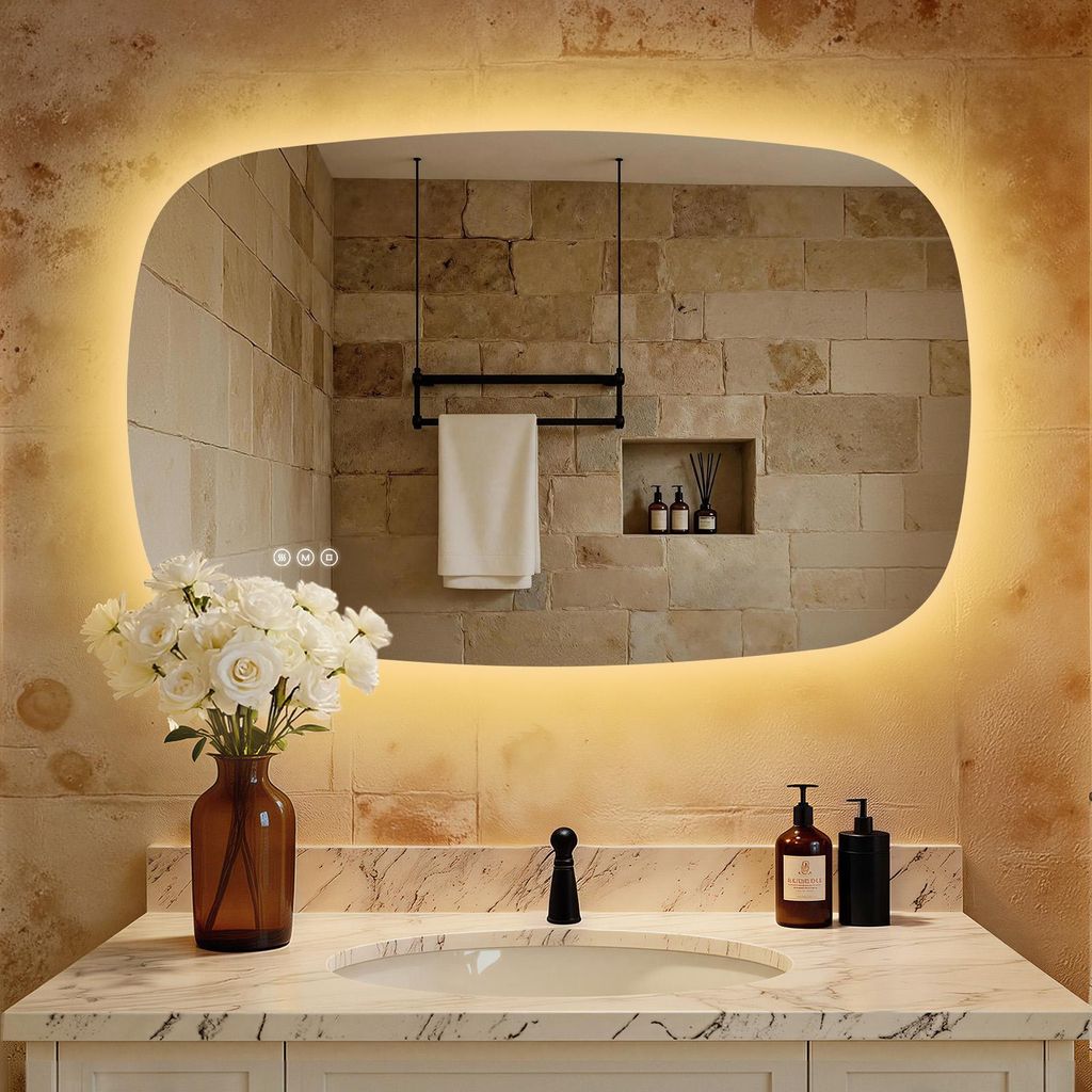 S'AFIELINA 95×60 cm miroir mural LED - miroir de salle de Image du produit 