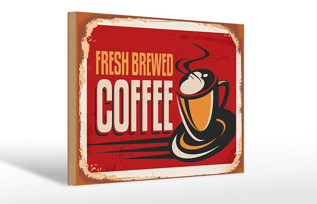 Holzschild Kaffee 30x20cm Retro Kaffee fresh brewed