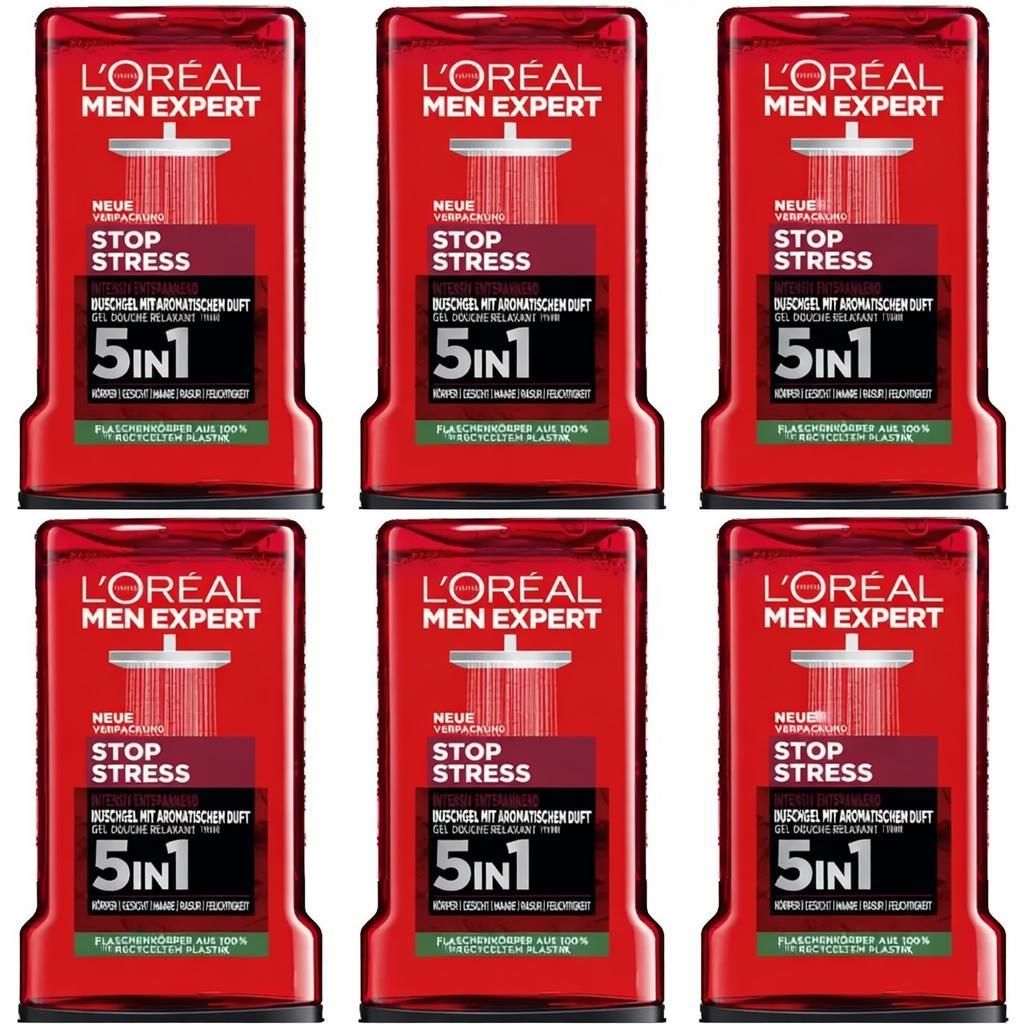 6x 250 ml L'Oreal Men Expert Stop Stress mit aromatischem Produktbild 