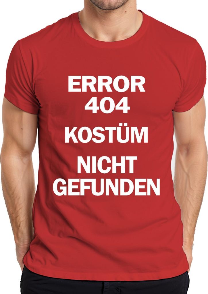 Error 404 Kostüm nicht gefunden Programmierer Karneval Halloween Herren T-Shirt, Rot, L