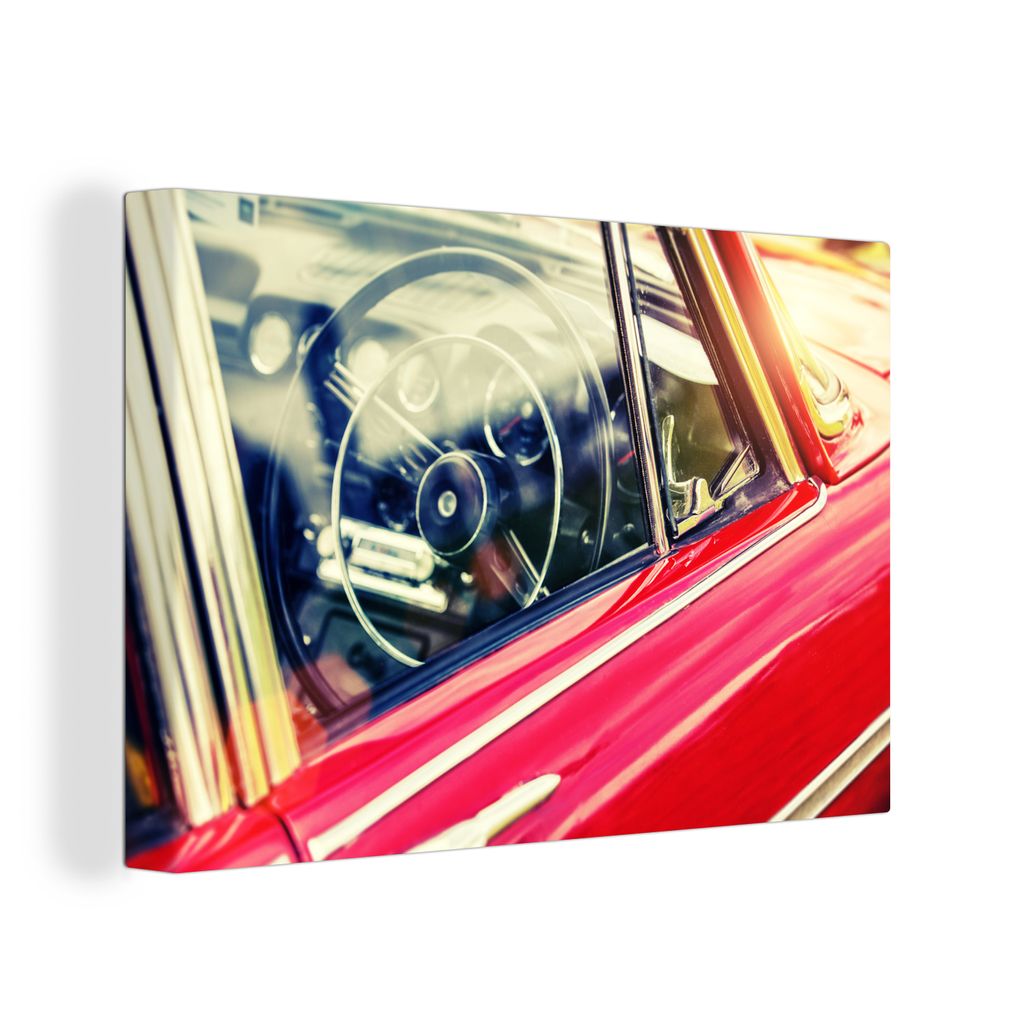 OneMillionCanvasses - Leinwandbilder - 140x90 cm, Seite eines Oldtimers, Wandbilder Kunstdruck Wanddekoration