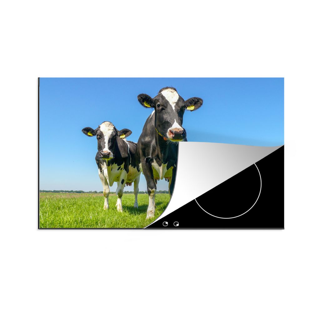 KitchenYeah Herdabdeckplatte Kühe - Weide - Tiere - Bauernhof , 81x52cm, Küche Deko, Glaskeramikkochfeld Herdabdeckung, Abdeckplatte fùr Kochfeld
